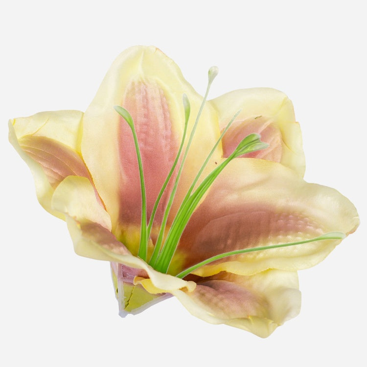 Satiini amaryllis Lt. Keltainen/violetti - Tekokukat.fi