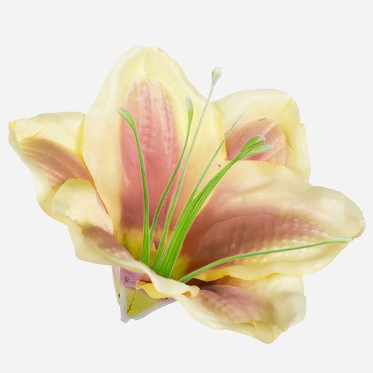 Satiini amaryllis Lt. Keltainen/violetti - Tekokukat.fi