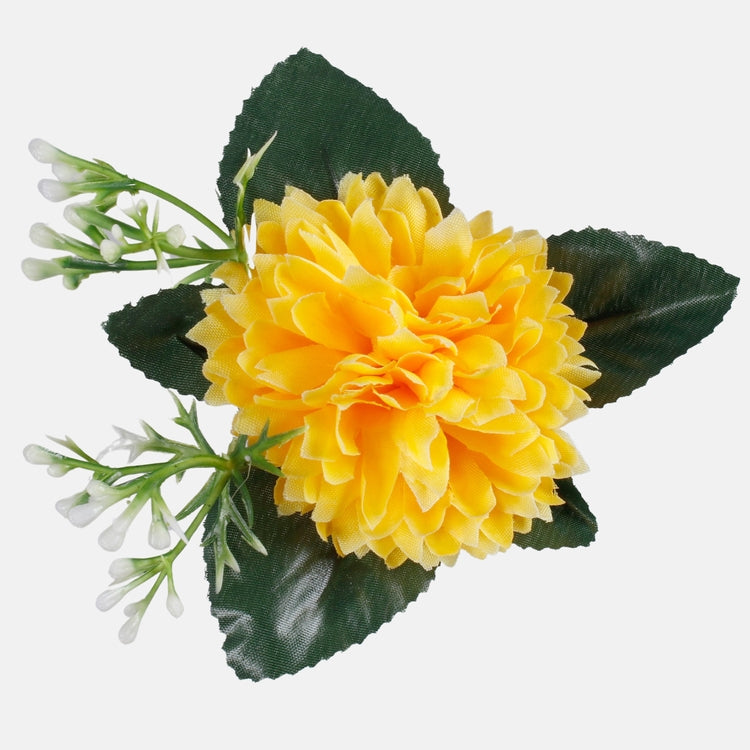 Satiiniasteri lehtineen Keltainen - Tekokukat.fi