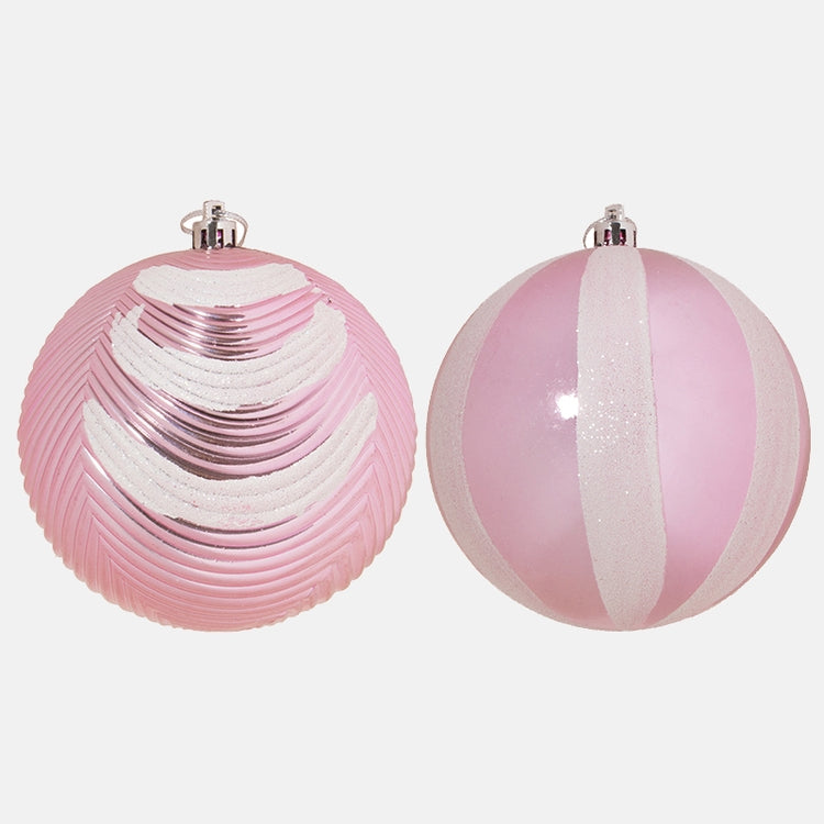 Joulukoru x 6 kpl Vaaleanpunainen kiiltävä/valkoinen glitter - Tekokukat.fi