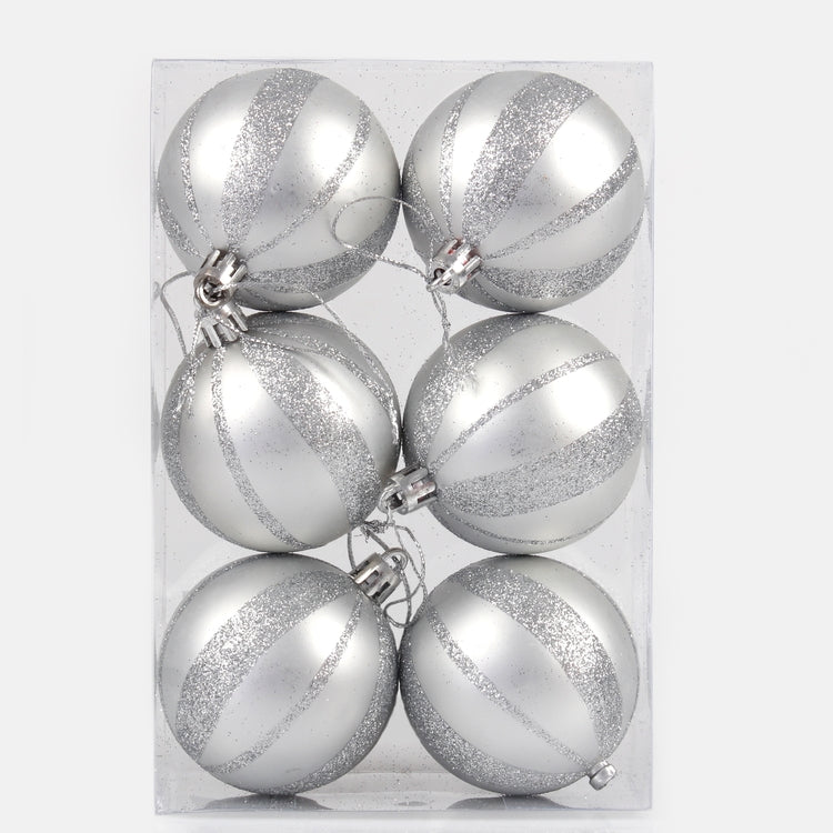 Joulukoristeita x 6 kpl Hopea - Tekokukat.fi