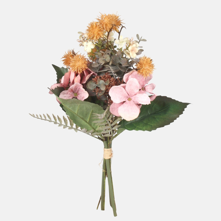 Monikukkakimppu hortensialla tekokukkakimppu vaaleanpunainen - Tekokukat.fi