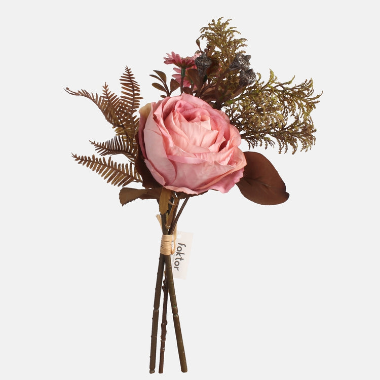 Kimppu ruusulla ja päivänkakkaralla tekokukkakimppu satunnainen väri 1 - Tekokukat.fi