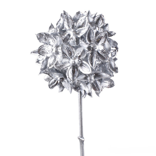 Metallinen kukkiva sipuli tekokukka hopea - Tekokukat.fi