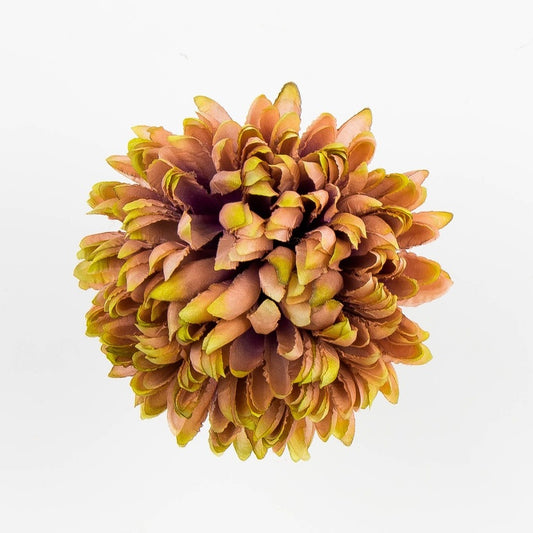 Krysanteemin pää Ruskea / Lt. Vihreä reuna - Tekokukat.fi