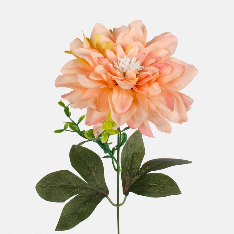 Dahlia tekokukka vaalea persikka/vaaleanpunainen/vaaleanvihreä reuna - Tekokukat.fi