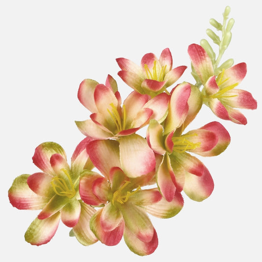 Satiini freesia Vihreä/vaaleanpunainen - Tekokukat.fi