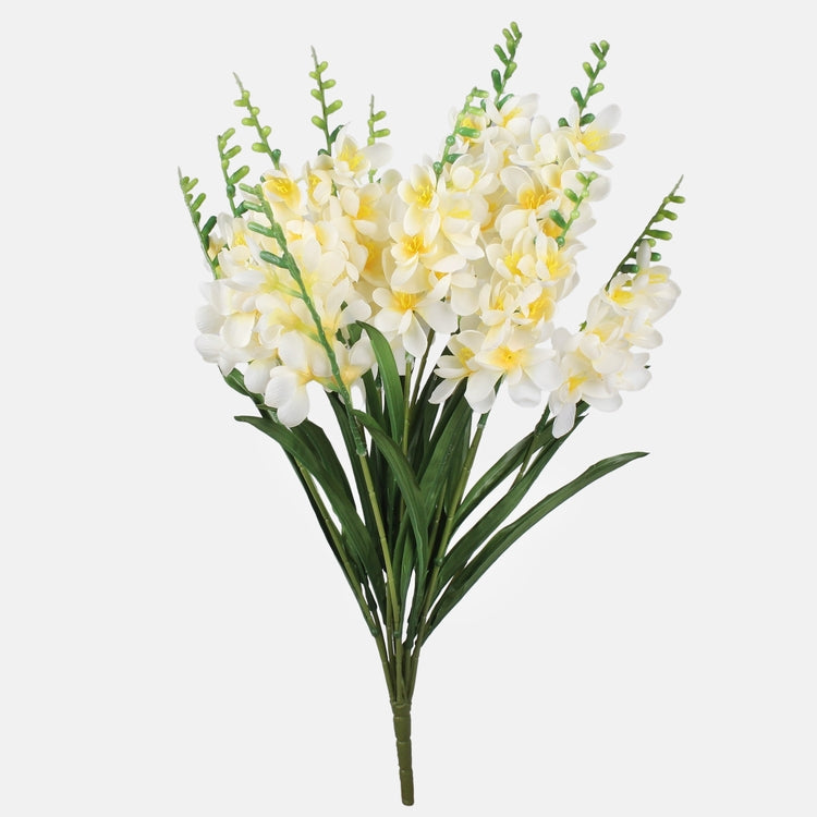Freesia-kimppu x 12 tekokukkakimppu vaaleankeltainen - Tekokukat.fi