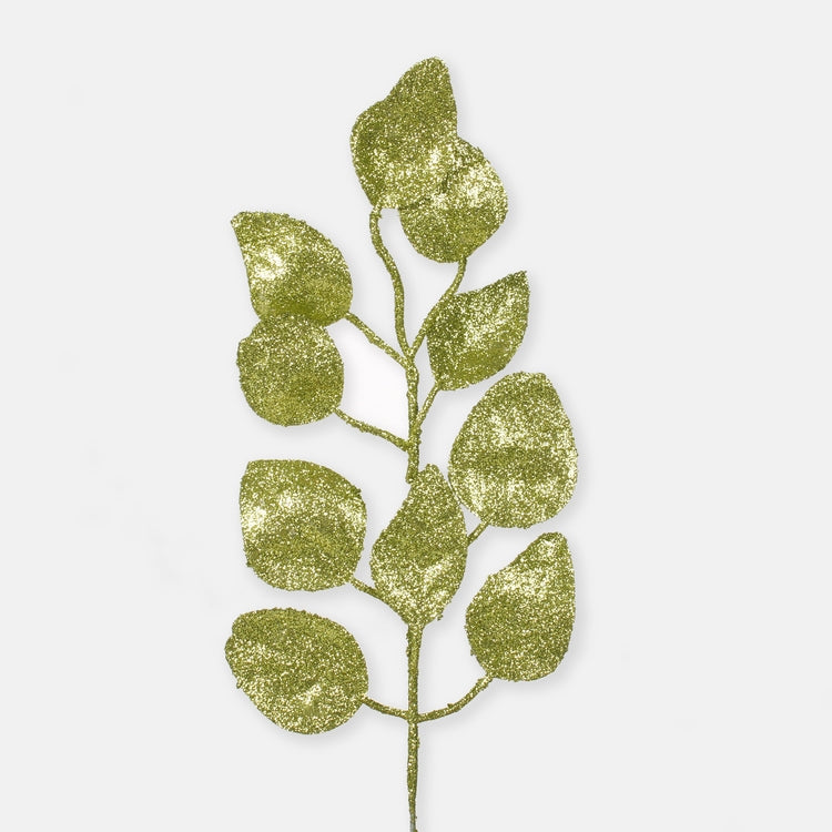 Koristeellinen oksa glitterillä Luutnantti Green - Tekokukat.fi