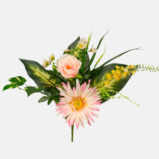 Gerbera/Rose tekokukkakimppu kermainen/vaaleanpunainen - Tekokukat.fi