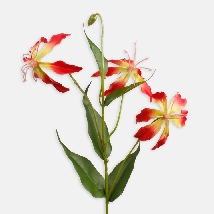 Gloriosa x 3 tekokukka oranssi/vihreä - Tekokukat.fi