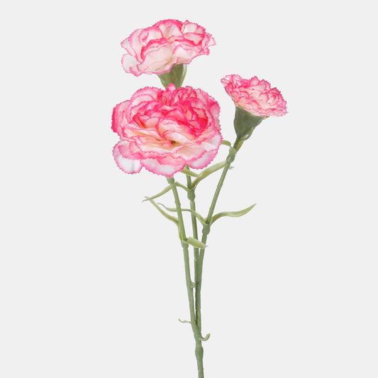 Neilikka tekokukka kerma/vaaleanpunainen reuna - Tekokukat.fi