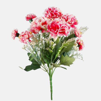 Neilikka x 7 tekokukkakimppu dk. pinkki/valkoinen reuna