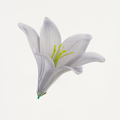 Harmaa tekoliljan kukkapää, satiini, 13 cm
