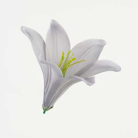 Harmaa tekoliljan kukkapää, satiini, 13 cm