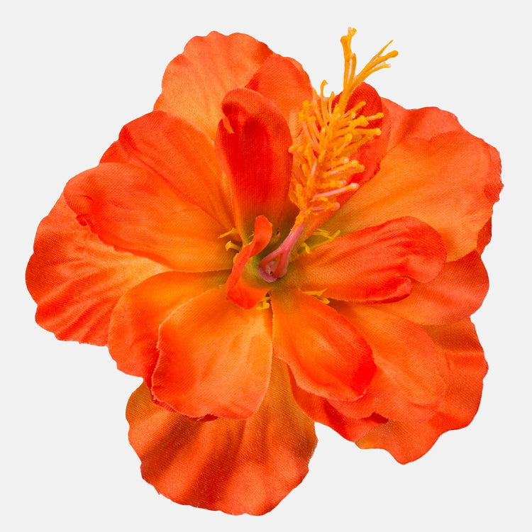 Satiinihibiscus Oranssi/vihreä - Tekokukat.fi