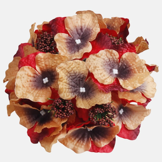 Hortensia Punainen/keltainen/ruskea - Tekokukat.fi