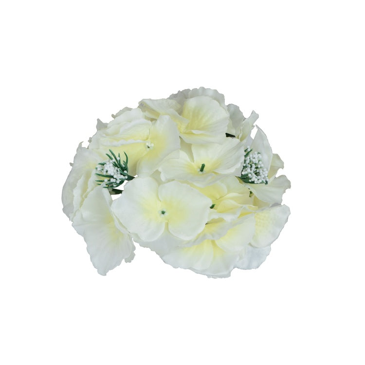 Hortensia tekokukan kukkapää vaaleankeltainen-valkoinen Ø17 cm - Tekokukat
