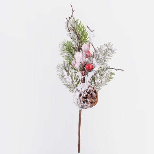 Lumen peittämä kuusi marjoilla vihreä/valkoinen - Tekokukat.fi