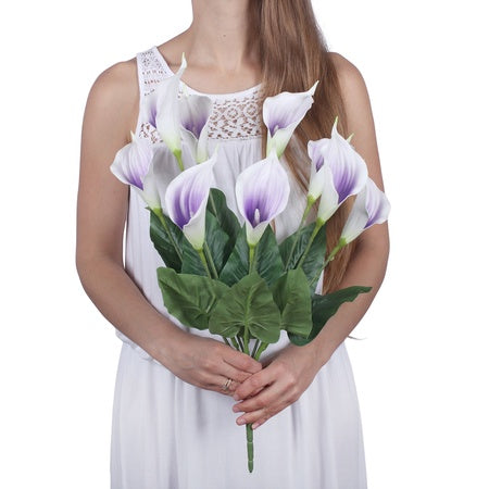 Calla-kimppu x 9 tekokukkakimppu kermainen/vihreä