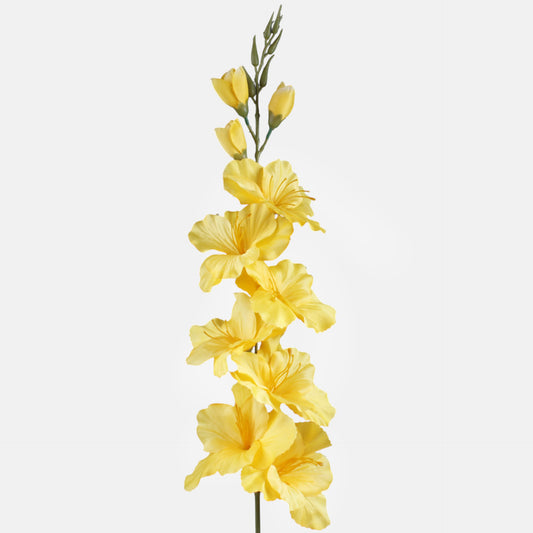 Keltainen gladiolus – tekokukka, satiini, 80 cm
