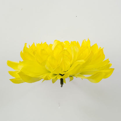 Keltainen tekodaalian kukkapää, satiini, 17 cm, 12 kpl