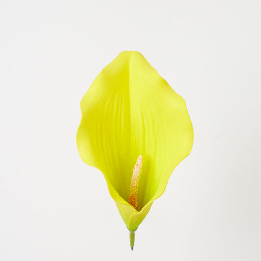 Keltainen tekokallan kukkapää, vaahtomuovi, 23 cm
