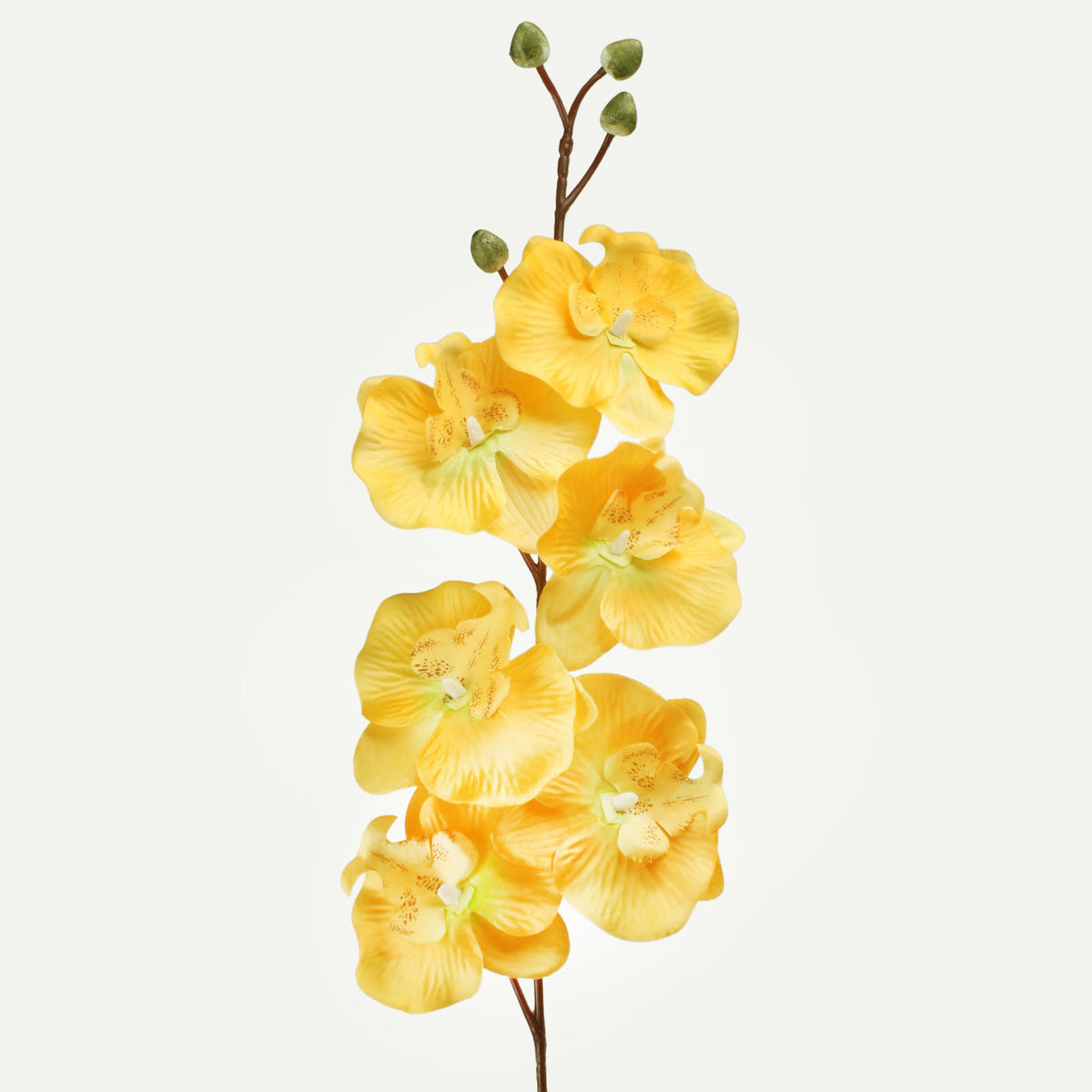 Keltainen tekoorkidean kukkavarsi, satiini, 80 cm