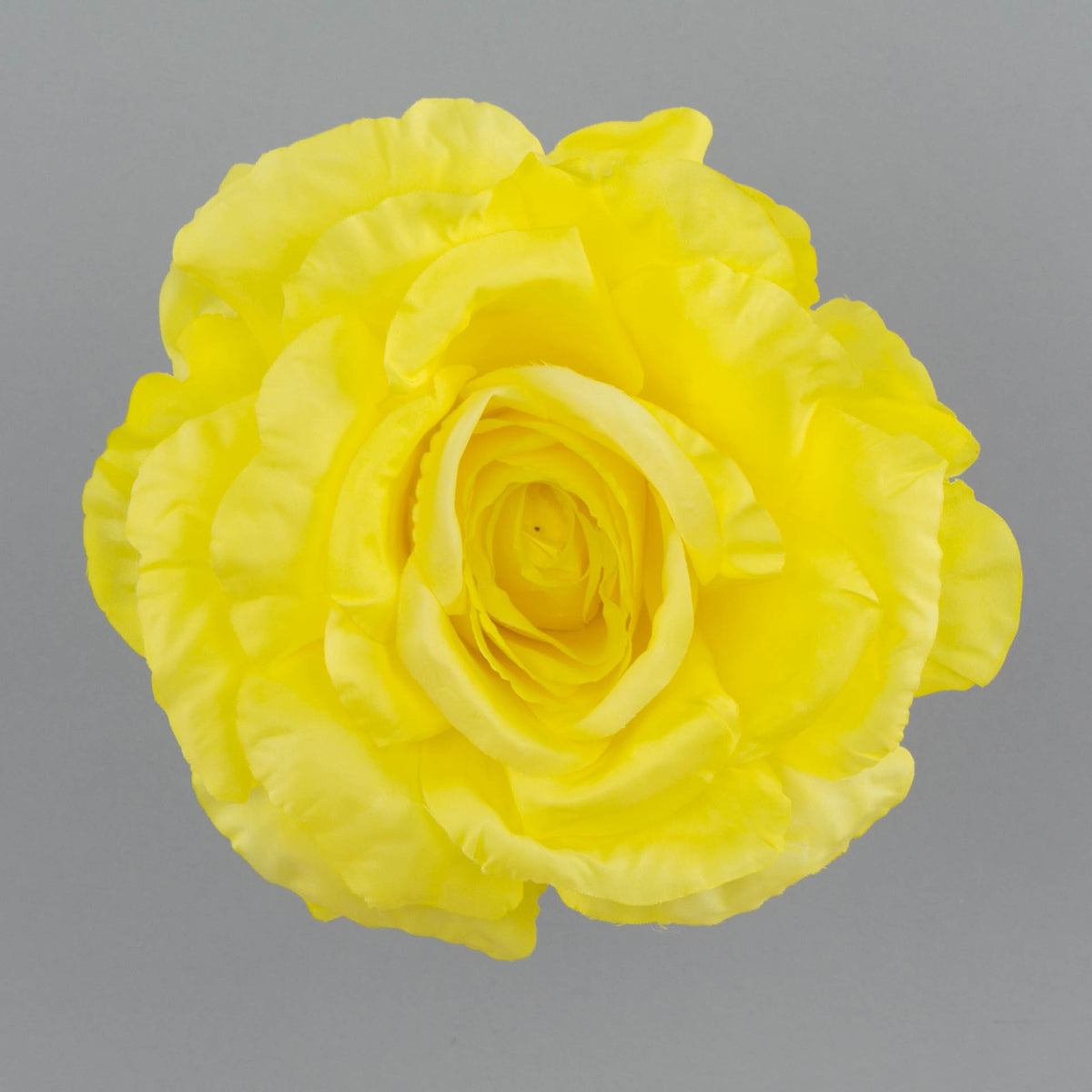 Keltainen tekoruusun kukkapää, 8 cm
