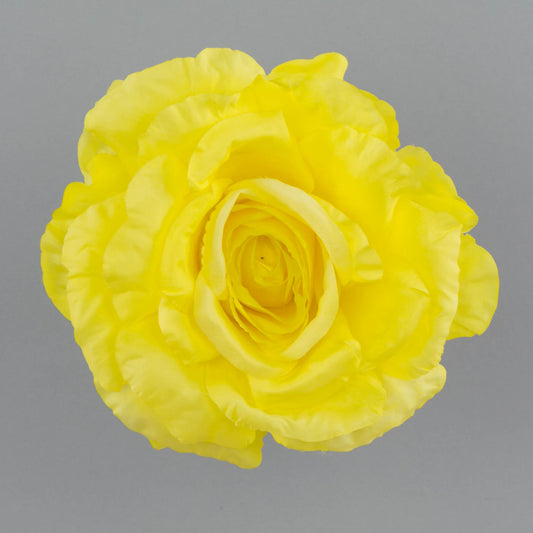 Keltainen tekoruusun kukkapää, 8 cm