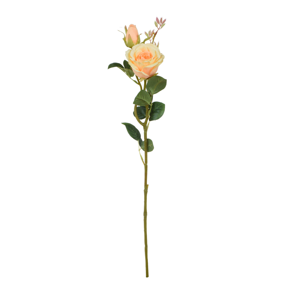 Keltainen tekoruusun kukkavarsi, 65 cm