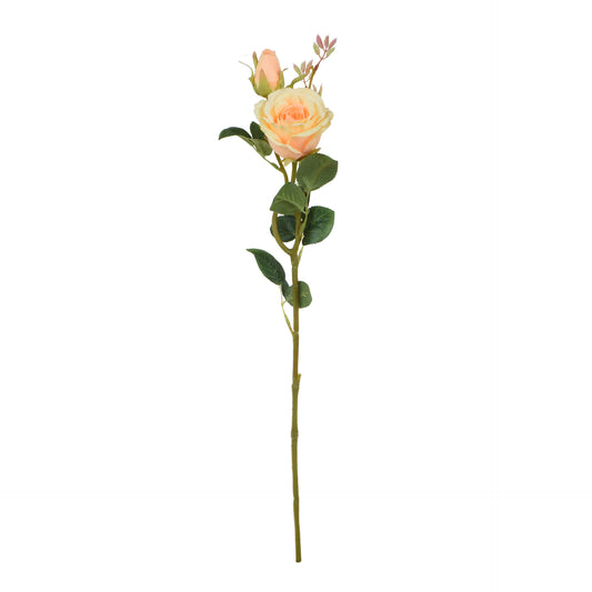 Keltainen tekoruusun kukkavarsi, 65 cm
