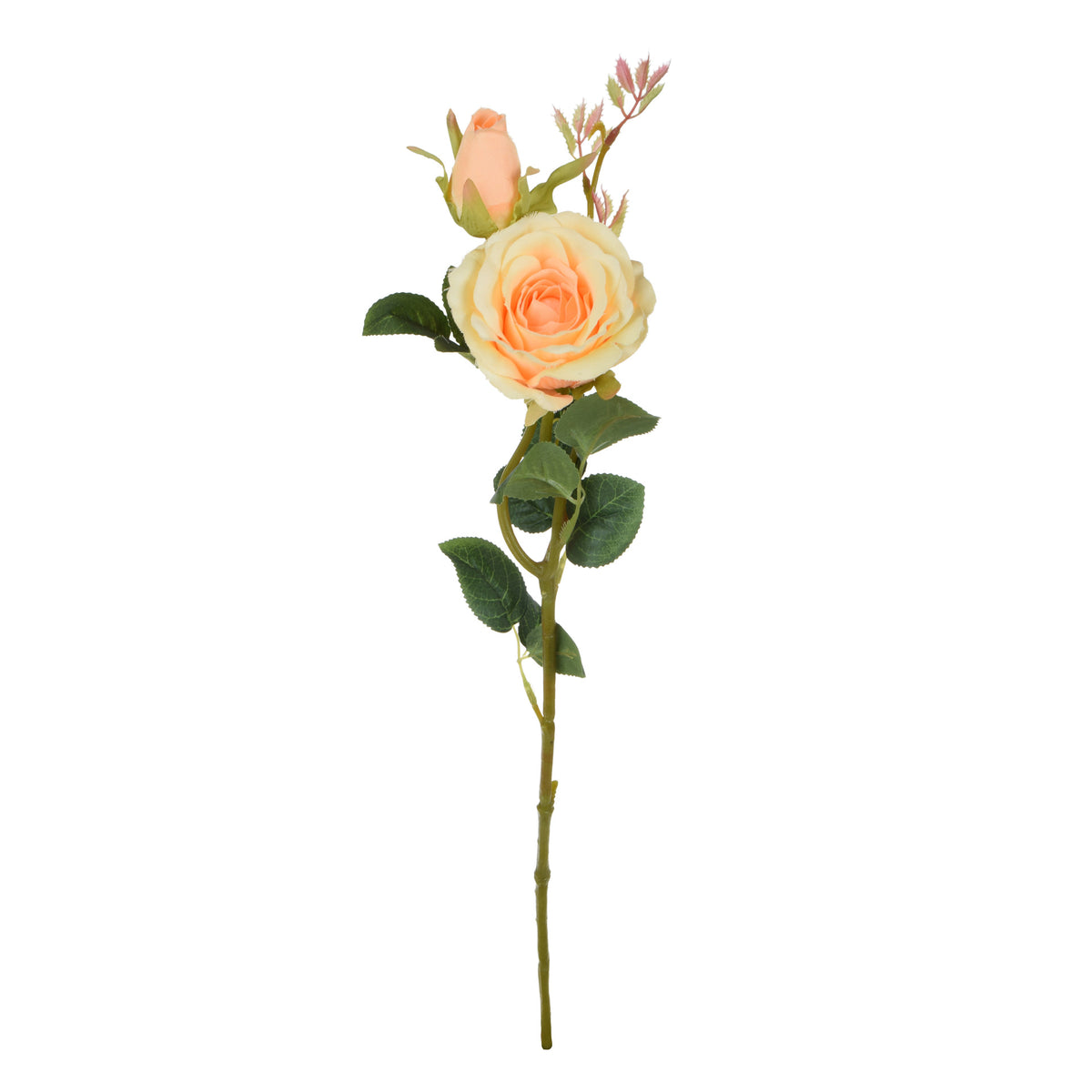 Keltainen tekoruusun kukkavarsi, 65 cm