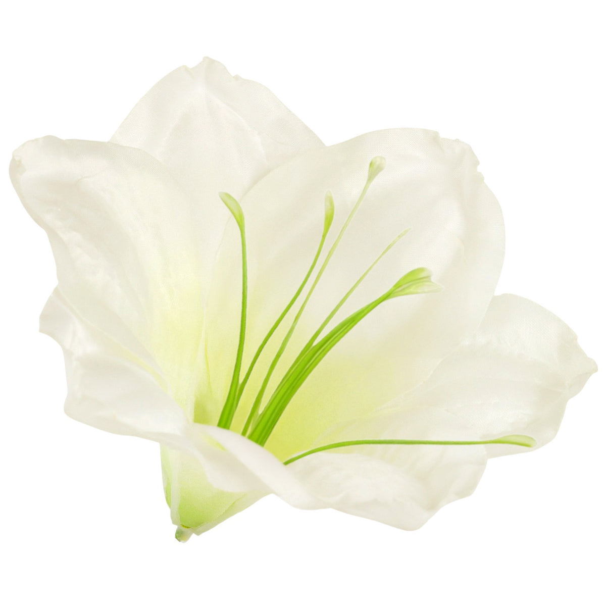 Kerma/vihreä amaryllis – tekokukkapää, satiini, 12 cm