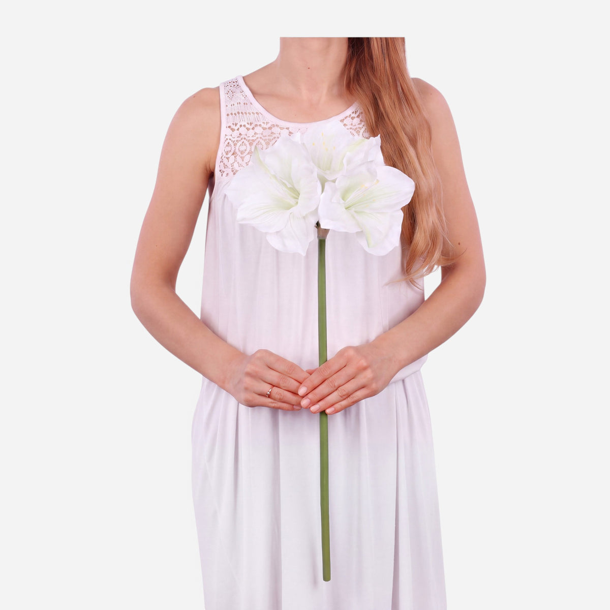 Kermanvärinen amaryllis – tekokukka, 82 cm