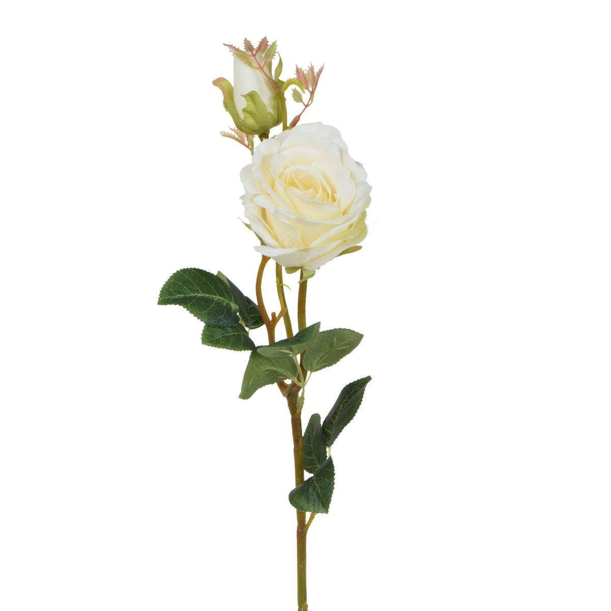 Kermanvärinen tekoruusun kukkavarsi, 65 cm