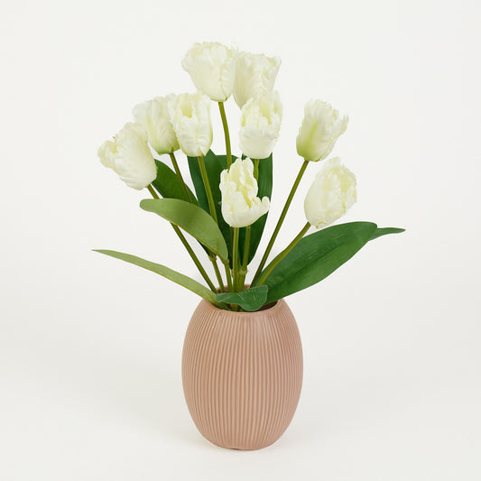 Kermanvärinen tekotulppaanin kimppu, 44 cm