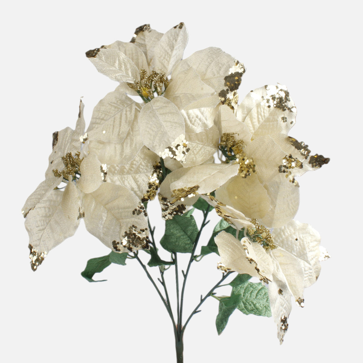 Kullanvärinen joulutähti – tekokukkakimppu, 50 cm