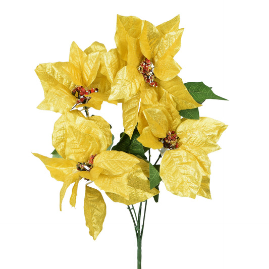 Kullanvärinen joulutähti – tekokukkakimppu, 54 cm