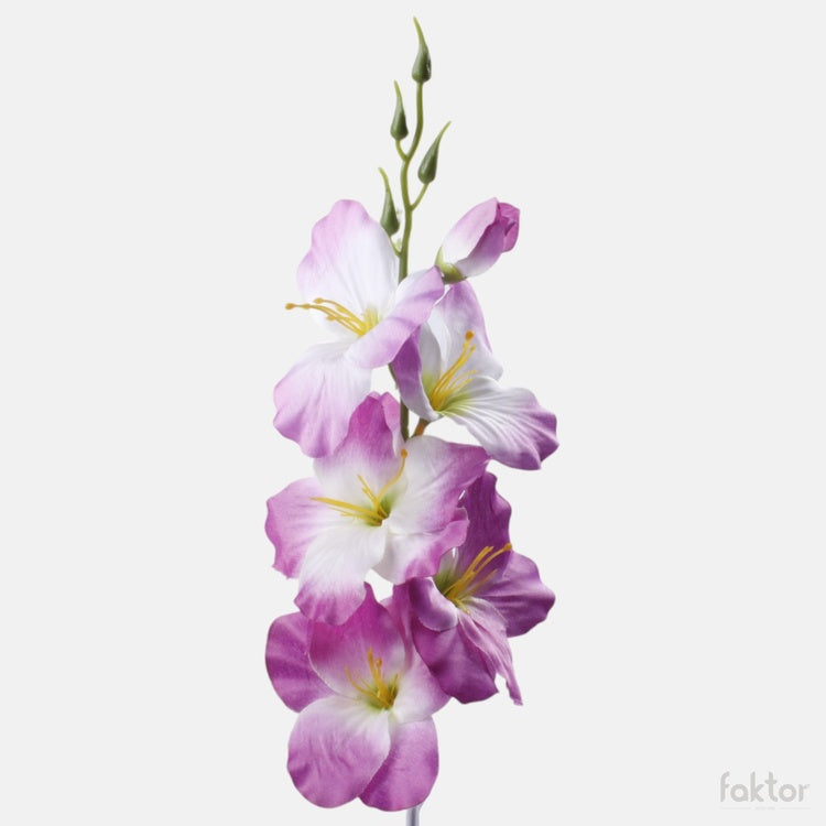 Violetti-valkoinen satiini gladiolus tekokukka 55 cm - Tekokukat