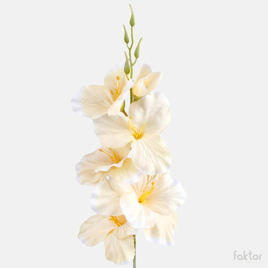 Gladiolus satiini tekokukka vanilja/valkoinen reuna - Tekokukat.fi