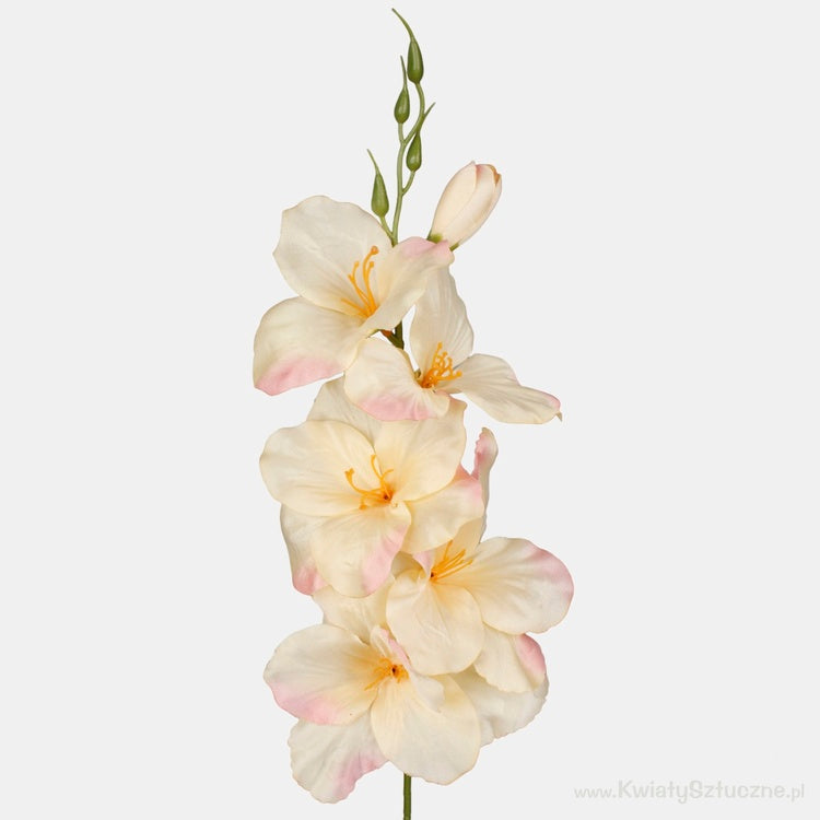 Gladiolus satiini tekokukka vaaleankeltainen/vaaleanpunainen reuna - Tekokukat.fi