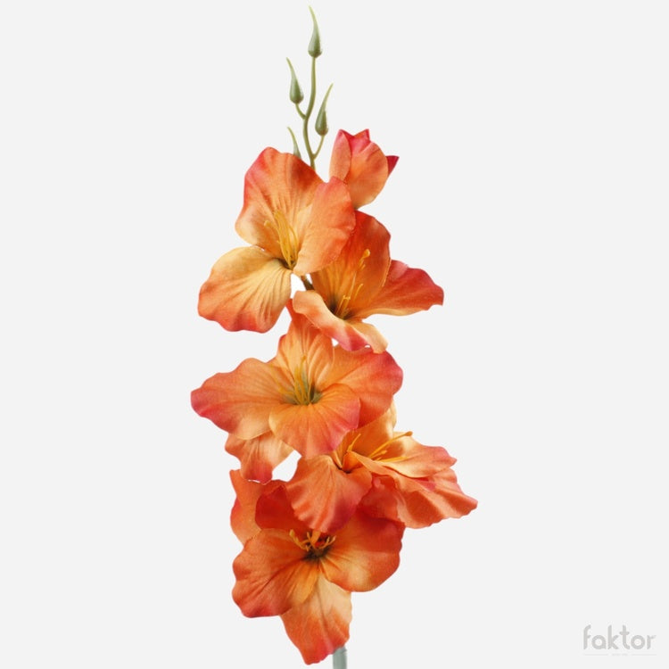 Gladiolus satiini tekokukka dk. oranssi/vihreä keskus - Tekokukat.fi