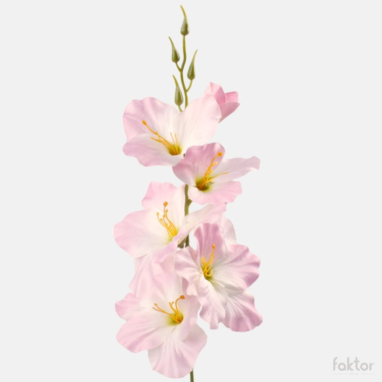 Gladiolus satiini tekokukka kermanvärinen/vaaleanpunainen reuna/vihreä - Tekokukat.fi