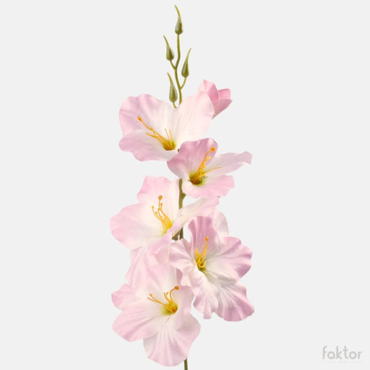 Gladiolus satiini tekokukka kermanvärinen/vaaleanpunainen reuna/vihreä - Tekokukat.fi