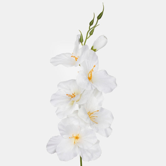 Satiinigladiolus tekokukka kermanvärinen/keltainen keskus - Tekokukat.fi