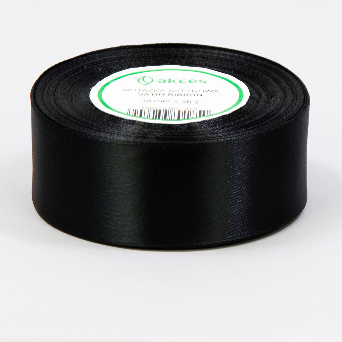 Musta koristenauha, satiini, 38 mm
