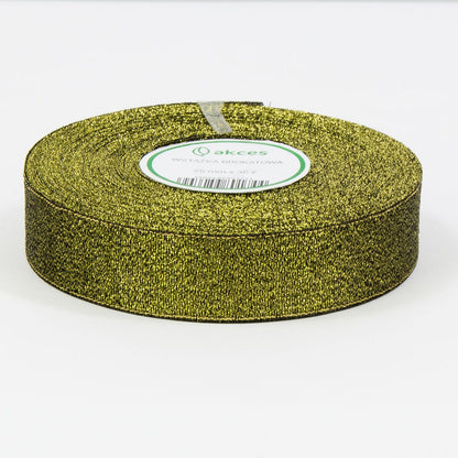 Musta kulta koristenauha, kimalle, 25 mm