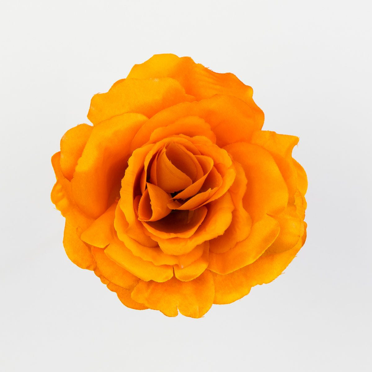 Oranssi tekoruusun kukkapää, satiini, 7 cm, 12 kpl