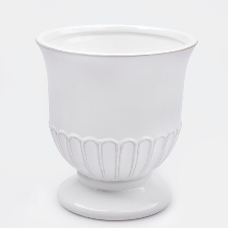 Valkoinen keraaminen kukkaruukku iso - Tekokukat.fi